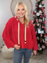 Load image into Gallery viewer, Cozy Up Cable Knit Sweater-Red
