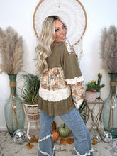 Load image into Gallery viewer, Heirloom Threads Babydoll Top-Olive
