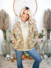 Load image into Gallery viewer, Campfire Luxe Fleece Jacket-Camel/Floral Mix