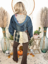 Load image into Gallery viewer, Plaid Fusion Denim Hoodie