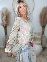 Load image into Gallery viewer, Peaceful Patterns Crochet Sweater-Sage