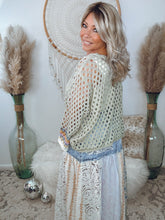 Load image into Gallery viewer, Peaceful Patterns Crochet Sweater-Sage