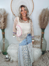 Load image into Gallery viewer, Peaceful Patterns Crochet Sweater-Natural