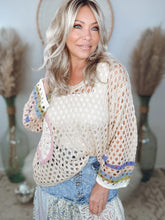 Load image into Gallery viewer, Peaceful Patterns Crochet Sweater-Natural