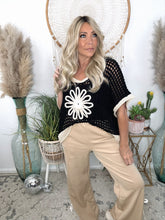 Load image into Gallery viewer, Wild Daisy Crochet Sweater-Black