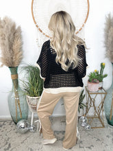 Load image into Gallery viewer, Wild Daisy Crochet Sweater-Black