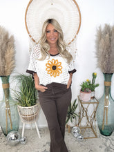 Load image into Gallery viewer, Wild Daisy Crochet Sweater-Brown