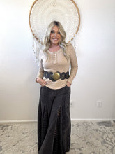 Load image into Gallery viewer, Wanderlight Crochet-Sleeve Henley-Mocha