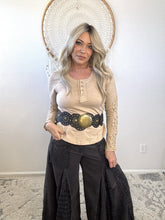 Load image into Gallery viewer, Wanderlight Crochet-Sleeve Henley-Mocha