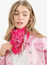 Load image into Gallery viewer, Wild West Bandana Scarf with Fringe-Pink