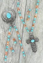 Load image into Gallery viewer, Cross Beaded Necklace and Earring Set