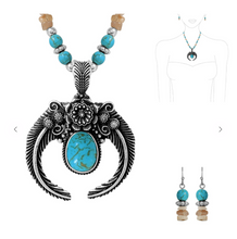 Load image into Gallery viewer, Squash Blossom Beaded Necklace and Earring Set