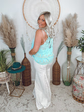 Load image into Gallery viewer, Denim and Lace Flare Jeans