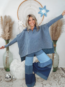 Comfortably Quilted Poncho Sweatshirt