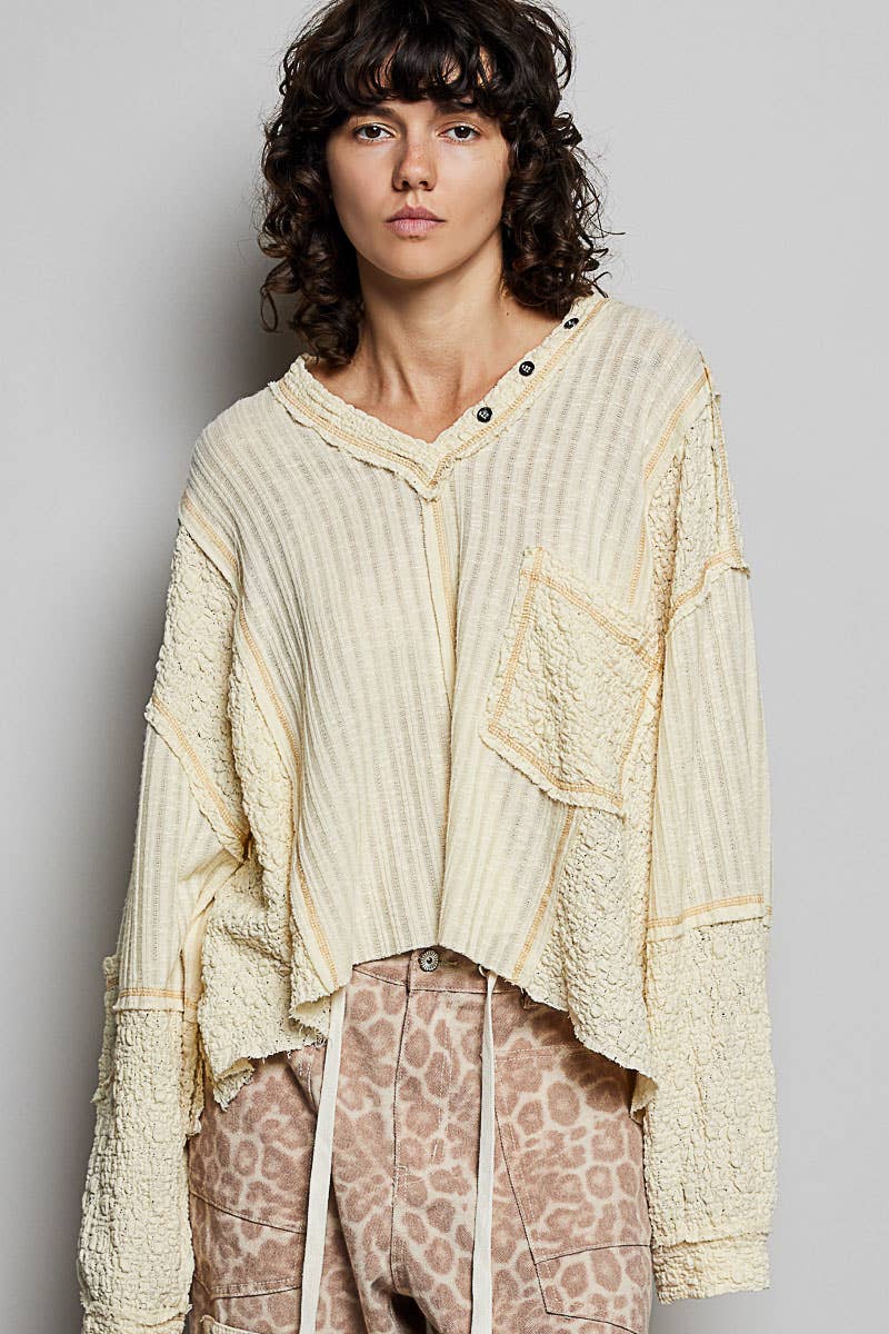 Ribbed Knit Relaxed Top by POL