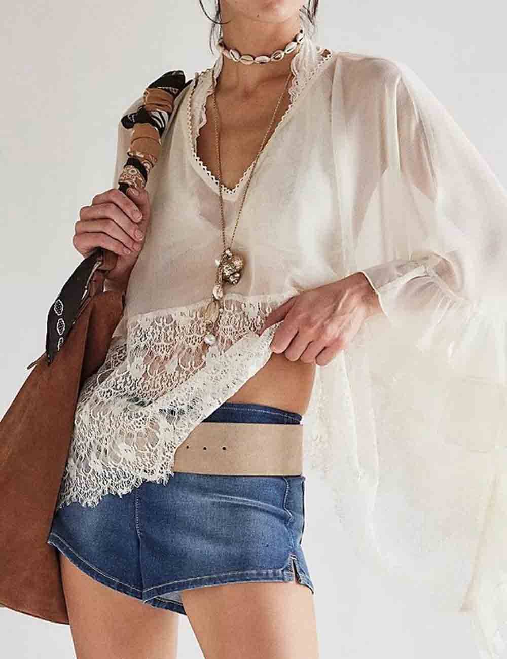 Gypsy Lace Sheer Top-Ivory