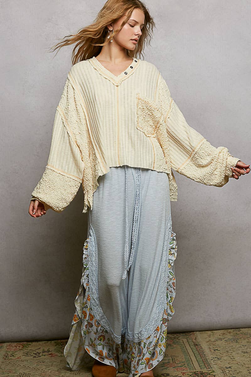 Ribbed Knit Relaxed Top by POL