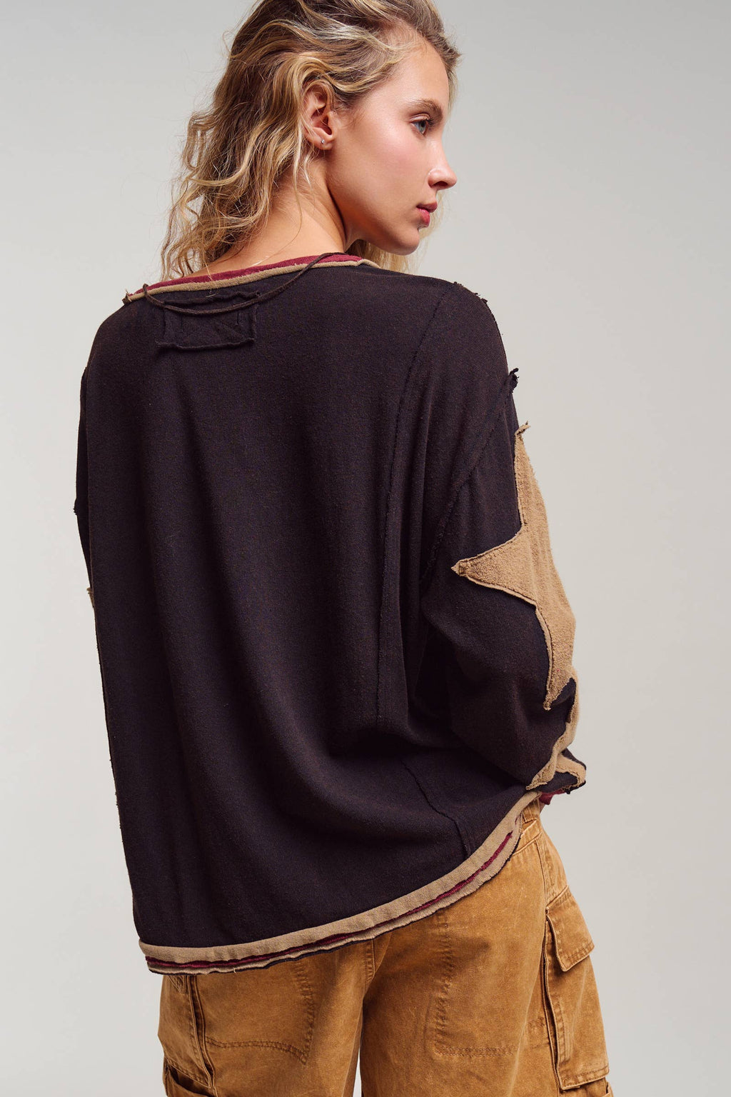 Star Patch Slouchy Knit Top