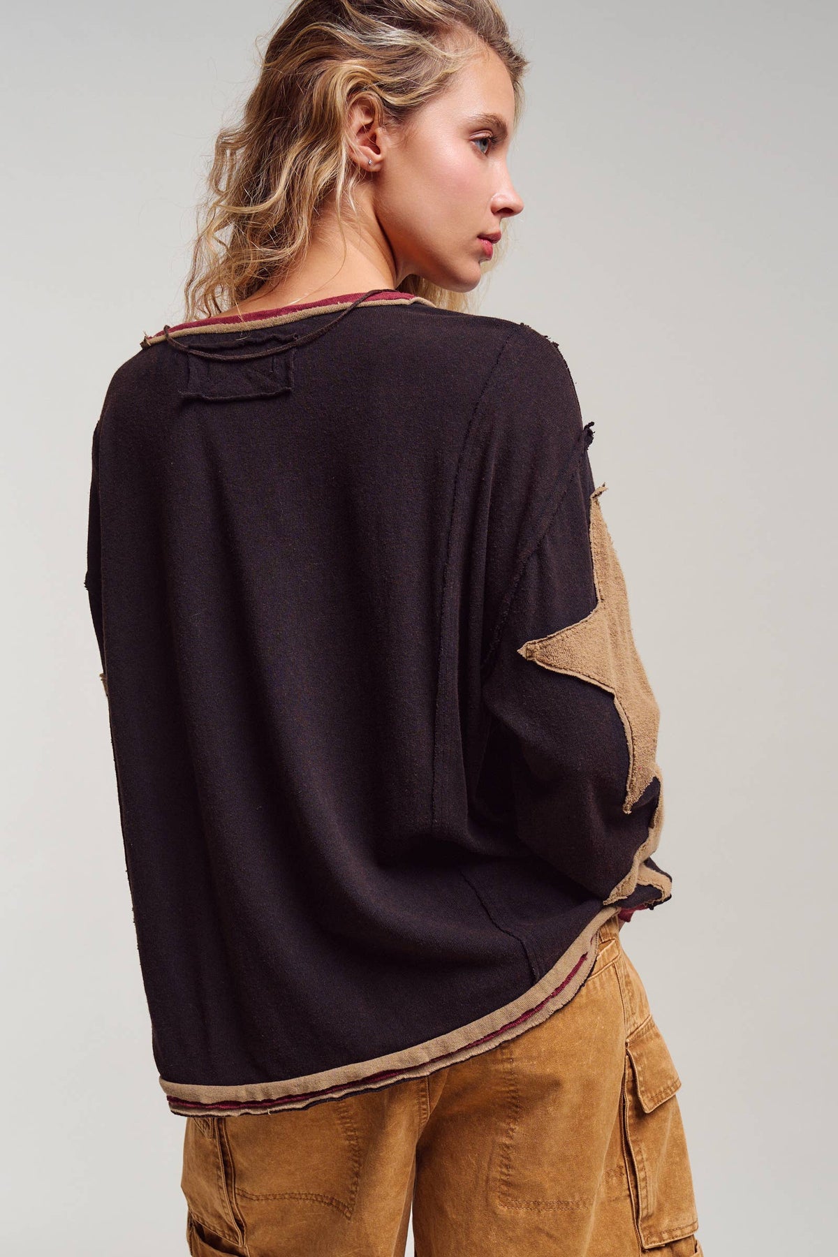 Star Patch Slouchy Knit Top