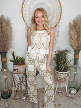 Load image into Gallery viewer, Floral Groove Crochet Pants-Matcha
