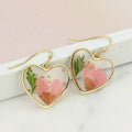 Cottage Floral Dried Flower Heart Earring