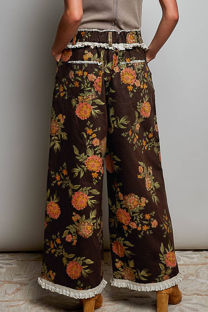 Fall Floral Wide Leg Pants by POL