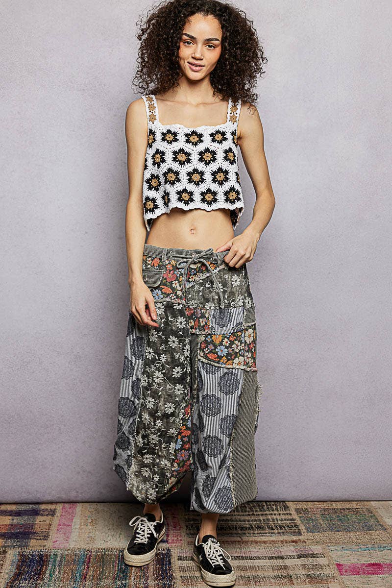 Patchwork Jogger Pants by POL-Charcoal Mix