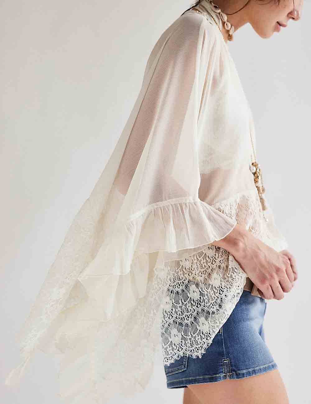 Gypsy Lace Sheer Top-Ivory