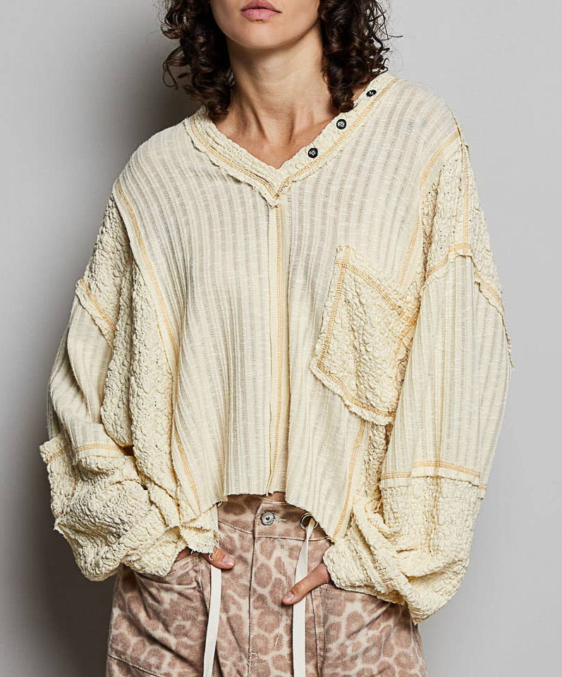 Ribbed Knit Relaxed Top by POL