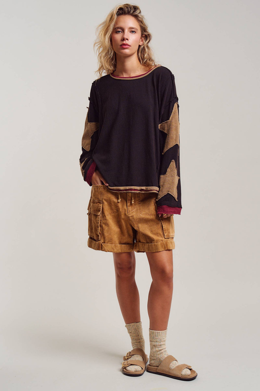 Star Patch Slouchy Knit Top