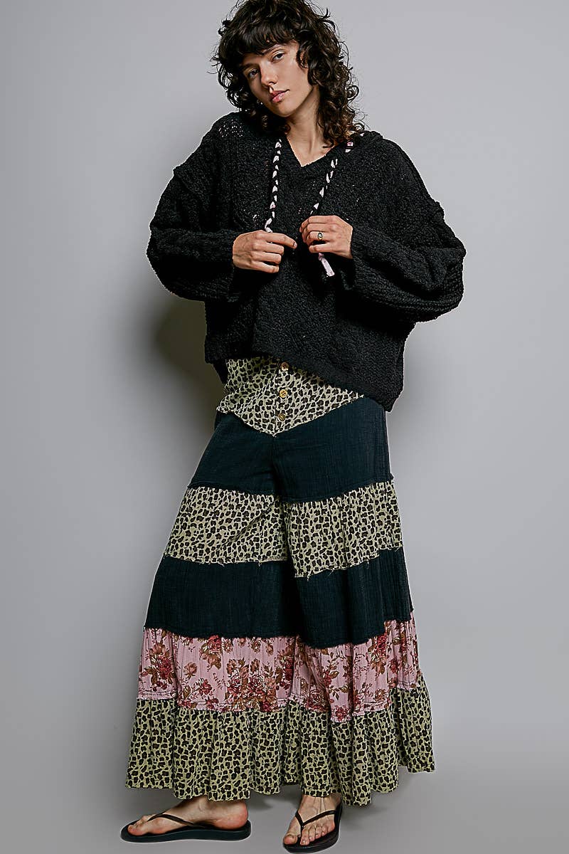 Hooded Cable Knit Chenille Sweater by POL