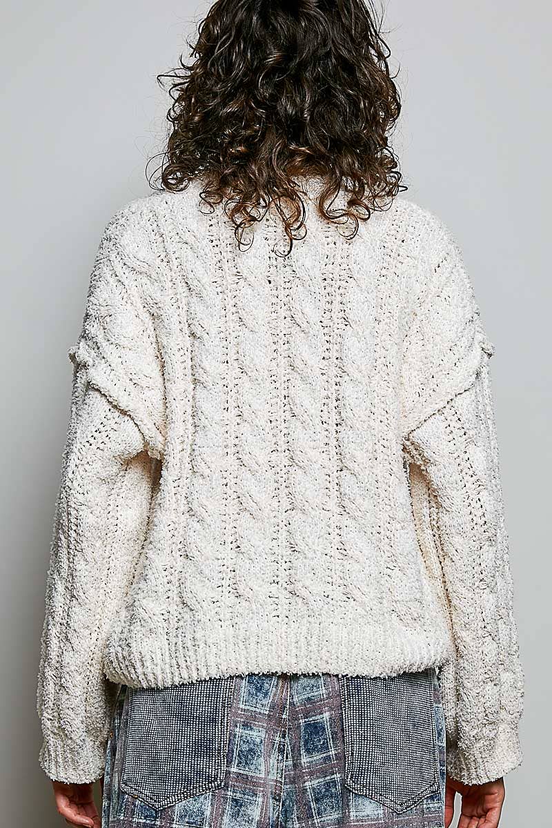 Cozy V-Neck Cable Knit Sweater by POL