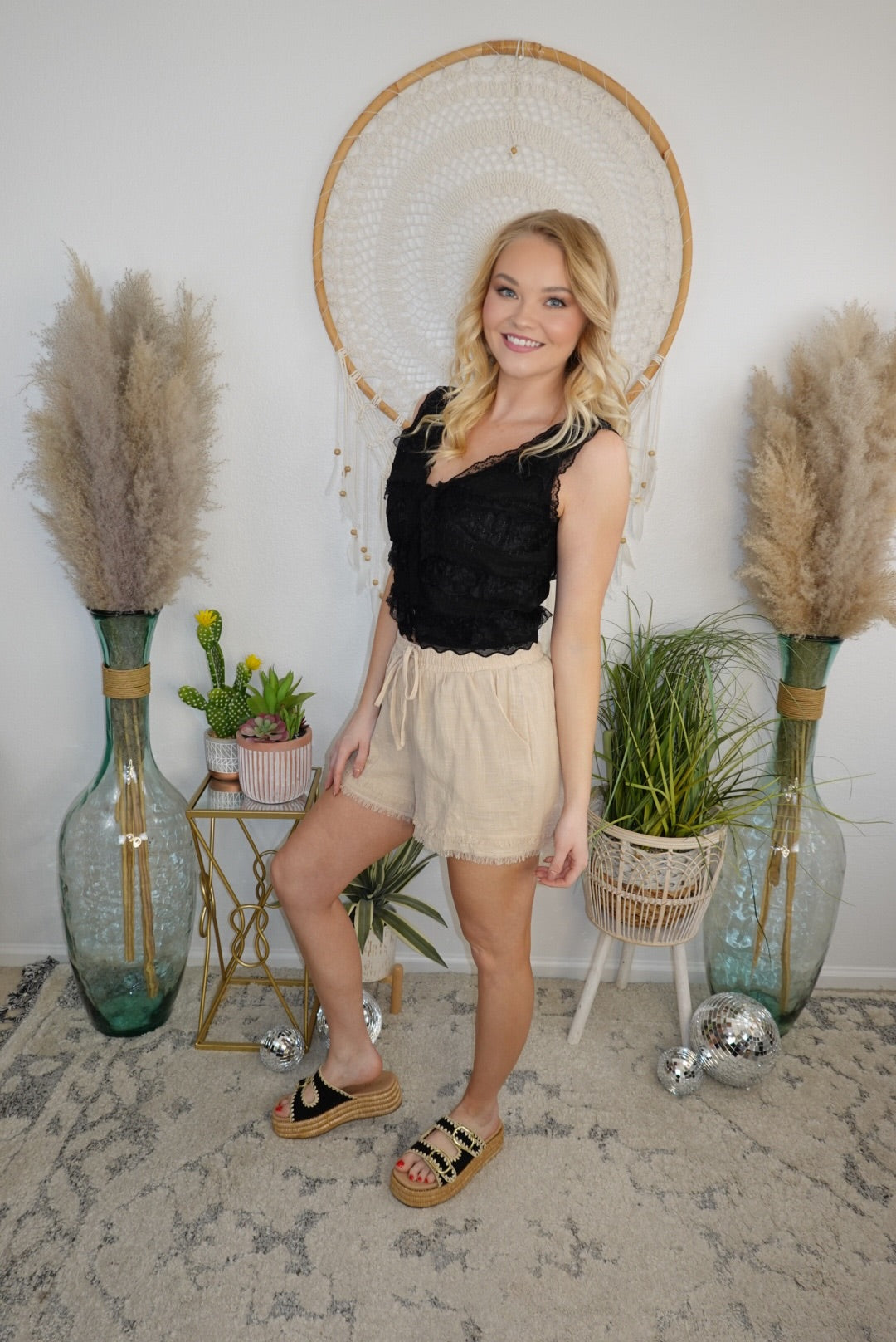 Cloud Dreamer Ruffled Tank Top-Black