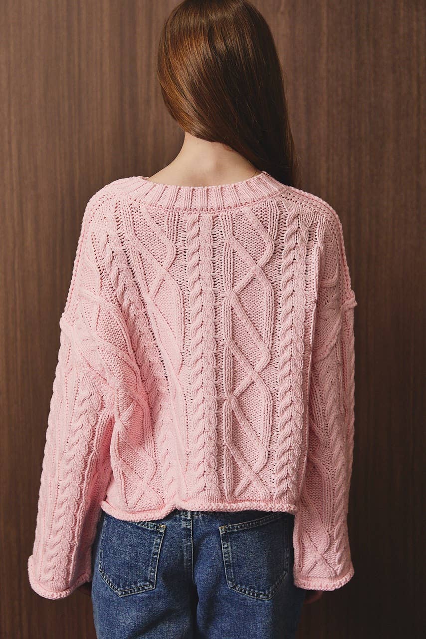 RELAXED FIT CABLE KNIT SWEATER