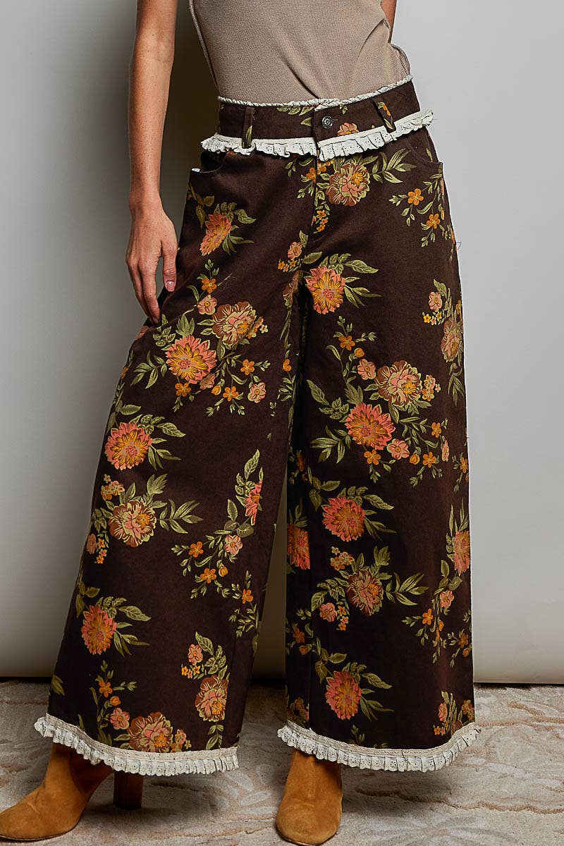 Fall Floral Wide Leg Pants by POL