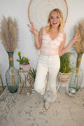 Graceful Lace Flare Jeans-Cream