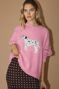 Dalmatian Fuzzy Pink Sweater