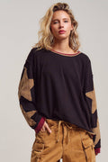 Star Patch Slouchy Knit Top