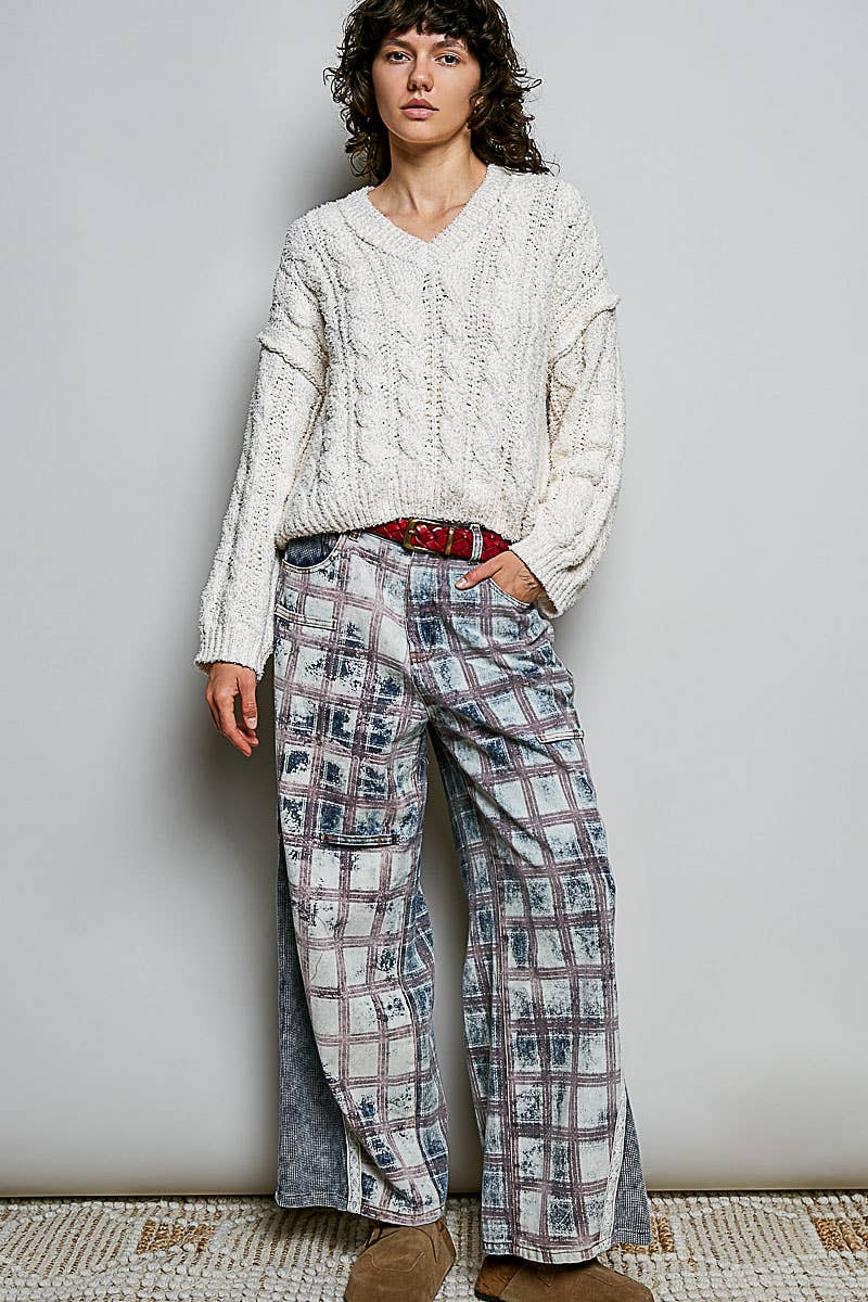 Cozy V-Neck Cable Knit Sweater by POL