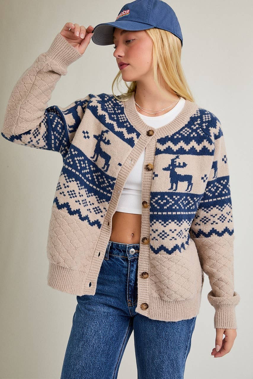 FAIR ISLE QUILTED CARDIGAN