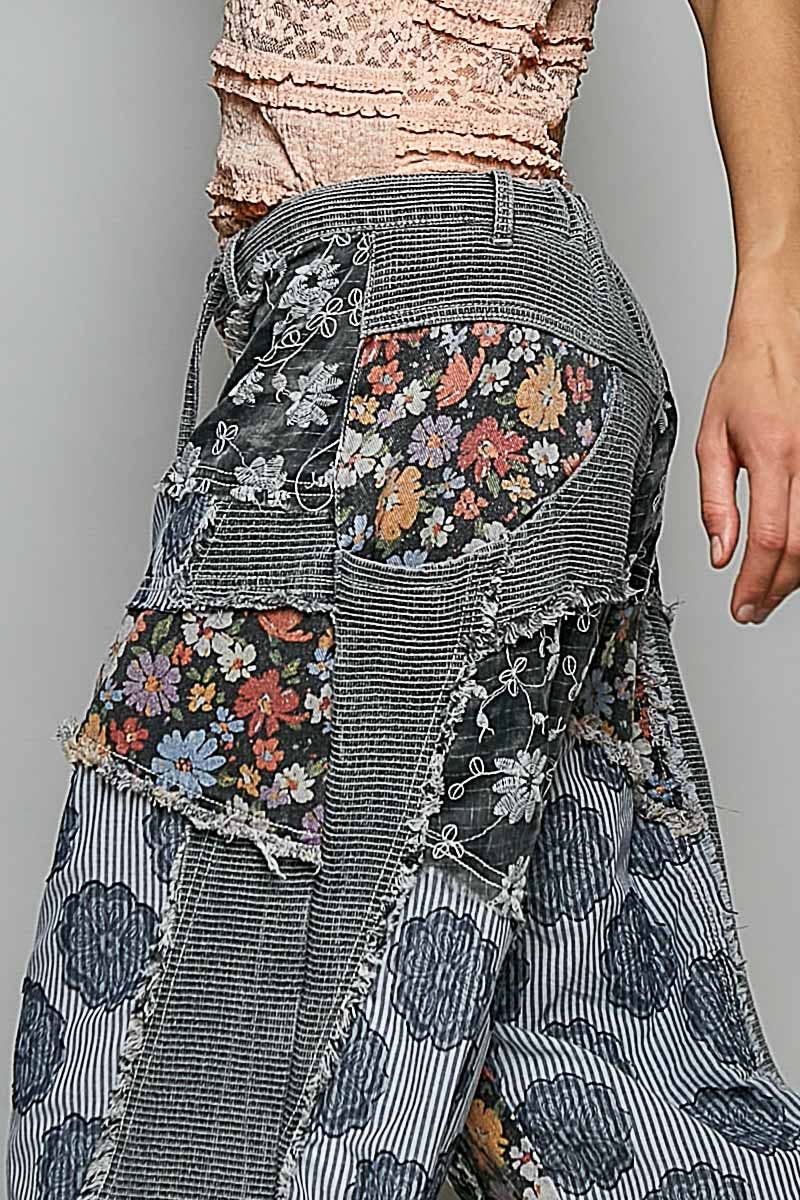 Patchwork Jogger Pants by POL-Charcoal Mix