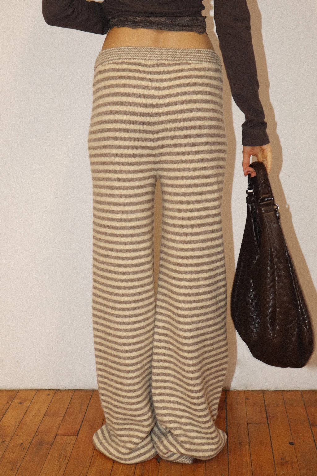 Beige Stripe Knit Pant