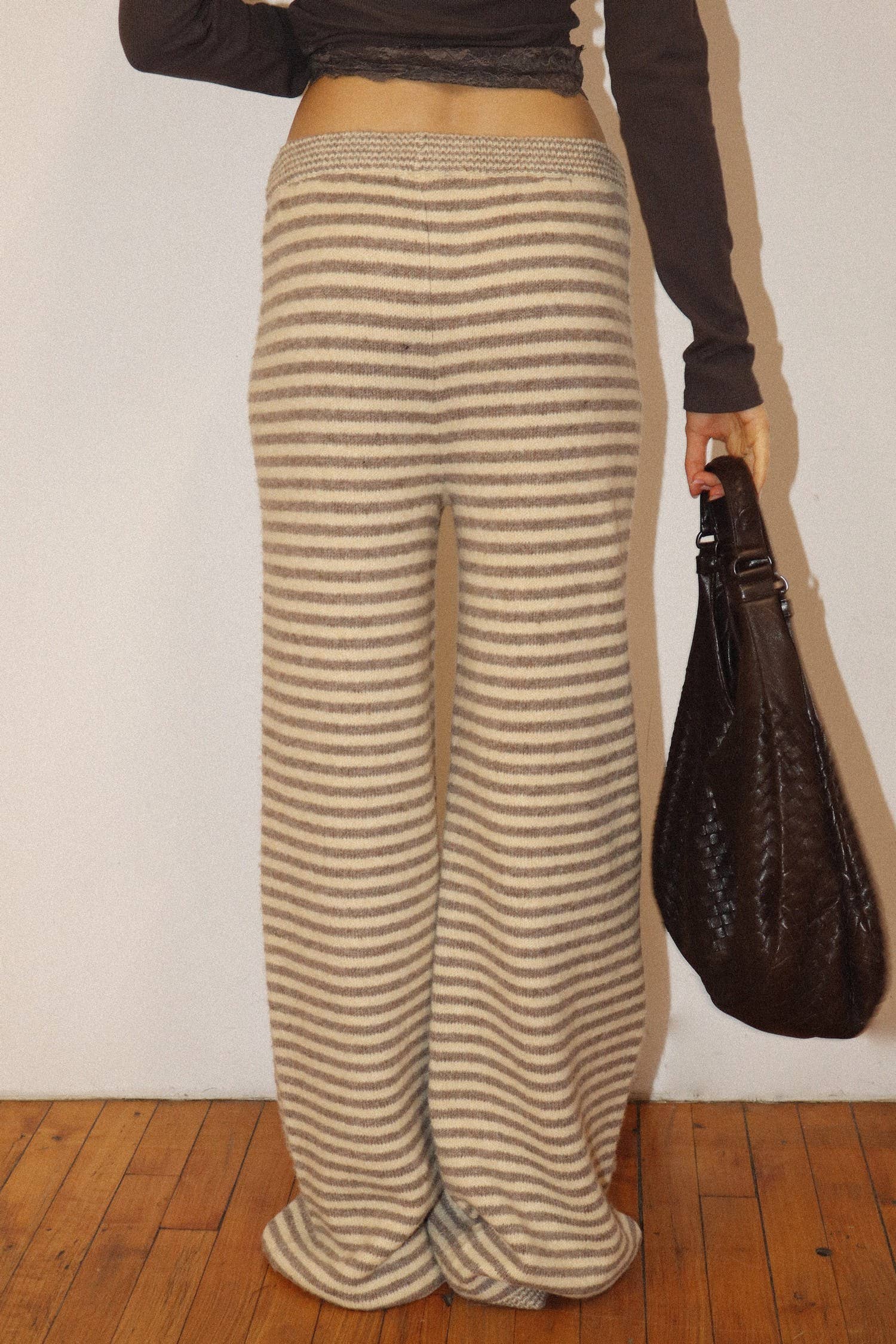 Beige Stripe Knit Pant