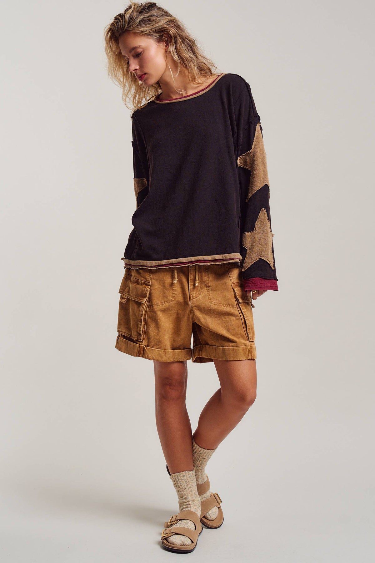 Star Patch Slouchy Knit Top