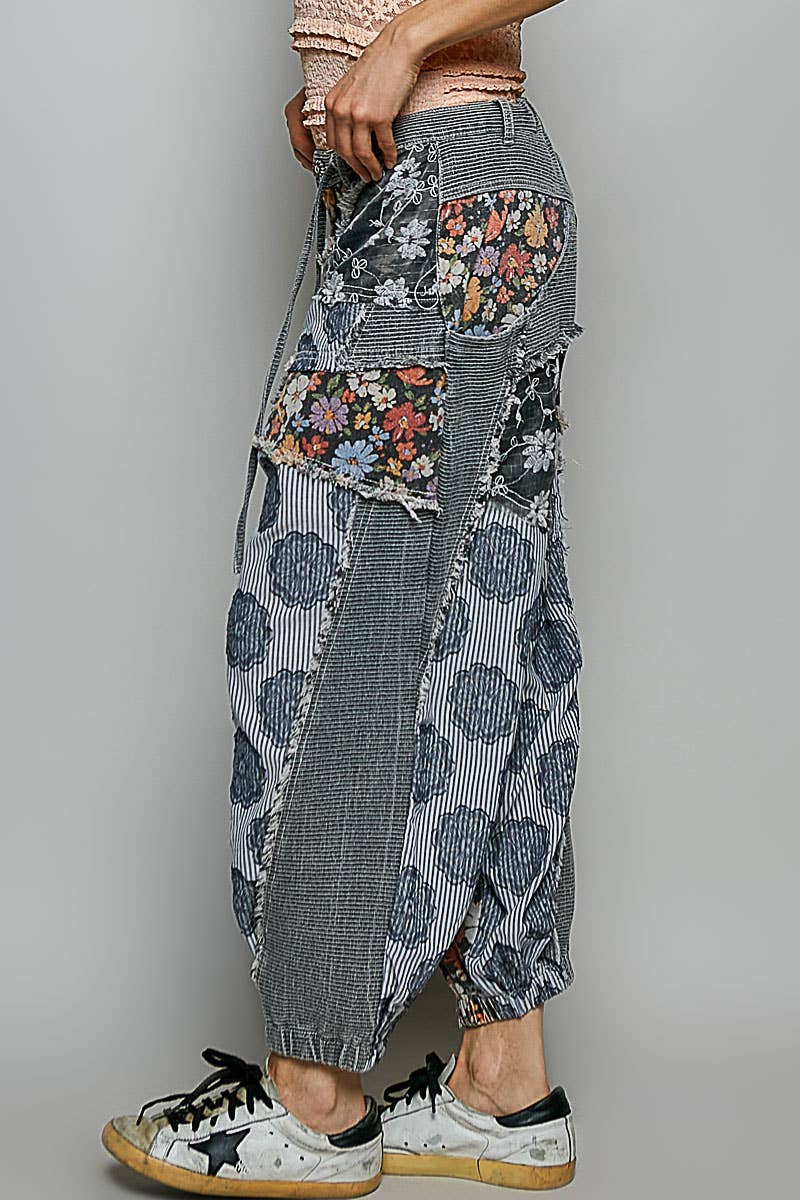 Patchwork Jogger Pants by POL-Charcoal Mix