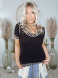 Floral Muse Basic Tee-Black