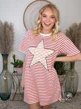 Load image into Gallery viewer, Starry Wanderer Striped T-shirt Dress

