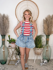 Red, White and Denim Trimmed Dream