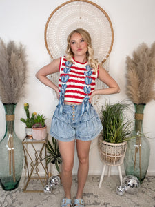 Red, White and Denim Trimmed Dream