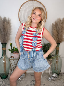 Red, White and Denim Trimmed Dream